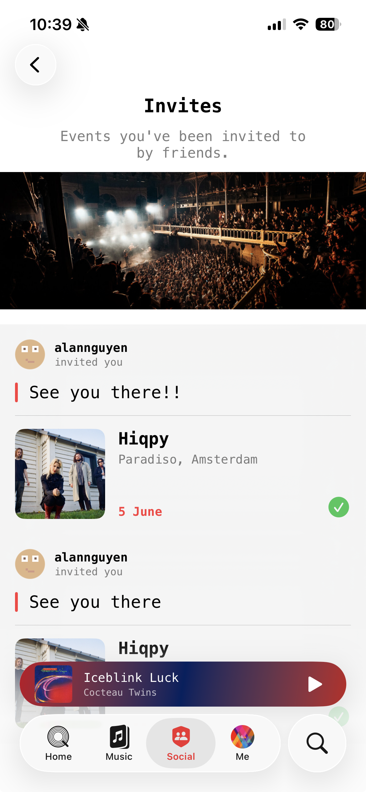 Event invites from friends
