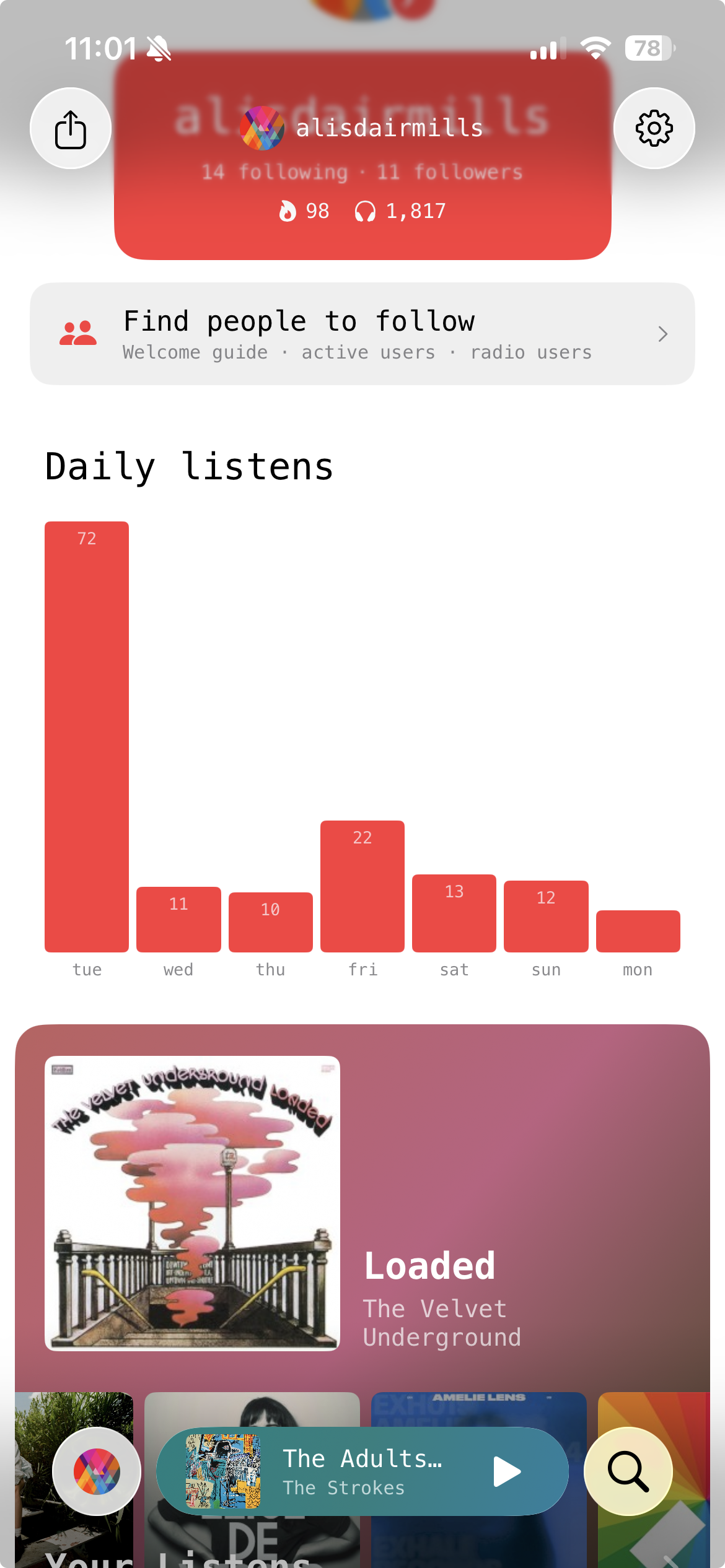 Your daily listens and streak
